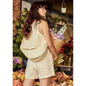 July Everyday Crescent Crossbody Bag in Taupe 100% Cotton NWT